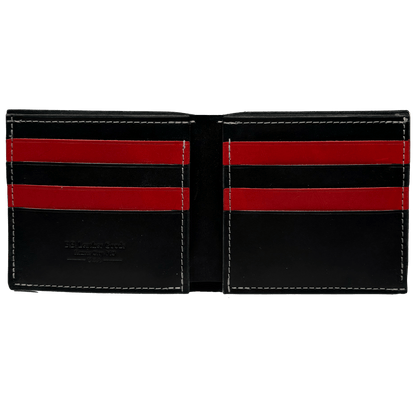 Black & Red Bridle Leather Bi-Fold Wallet - BB Leather Goods