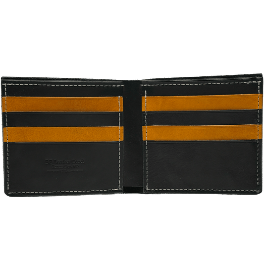 Black & Yellow Bridle Leather Bi-Fold Wallet - BB Leather Goods