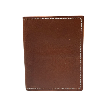 Chocolate & Yellow Bridle Leather Card Wallet - BB Leather Goods